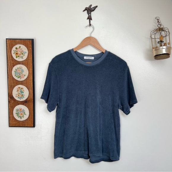 perfectwhitetee Tops - PERFECTWHITETEE Dark Blue Terrycloth Relaxed Boxy Fit Tee